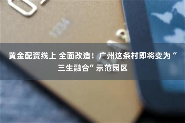 黄金配资线上 全面改造！广州这条村即将变为“三生融合”示范园区