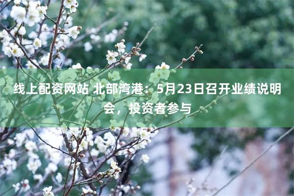 线上配资网站 北部湾港：5月23日召开业绩说明会，投资者参与