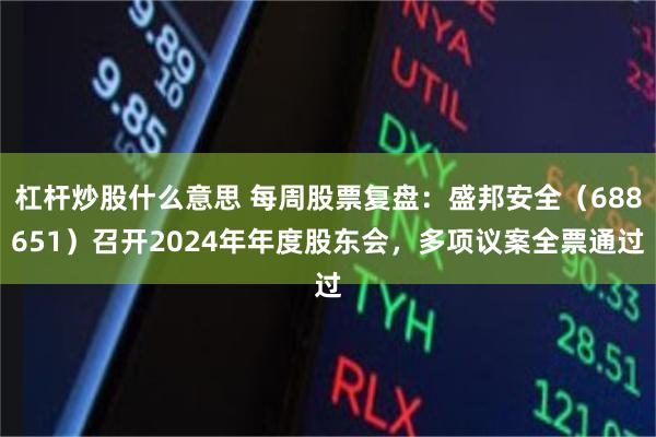 杠杆炒股什么意思 每周股票复盘：盛邦安全（688651）召开2024年年度股东会，多项议案全票通过