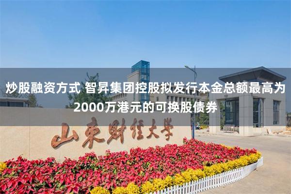 炒股融资方式 智昇集团控股拟发行本金总额最高为2000万港元的可换股债券