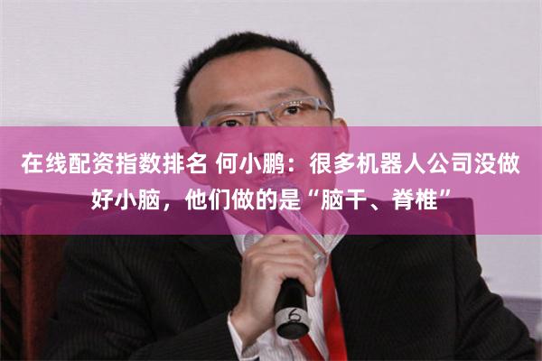 在线配资指数排名 何小鹏：很多机器人公司没做好小脑，他们做的是“脑干、脊椎”