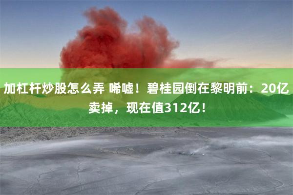 加杠杆炒股怎么弄 唏嘘！碧桂园倒在黎明前：20亿卖掉，现在值312亿！