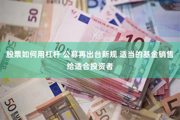 股票如何用杠杆 公募再出台新规 适当的基金销售给适合投资者