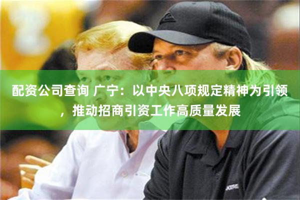 配资公司查询 广宁：以中央八项规定精神为引领，推动招商引资工作高质量发展