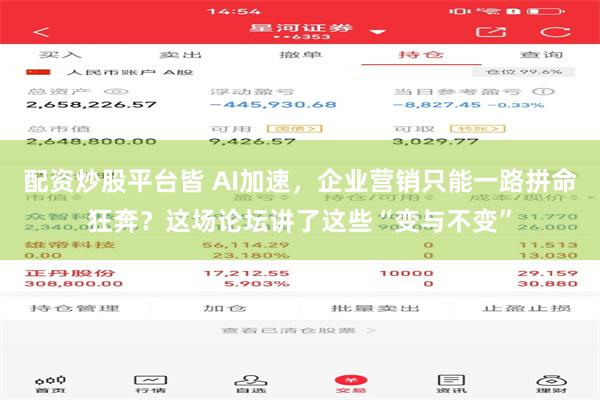 配资炒股平台皆 AI加速，企业营销只能一路拼命狂奔？这场论坛讲了这些“变与不变”