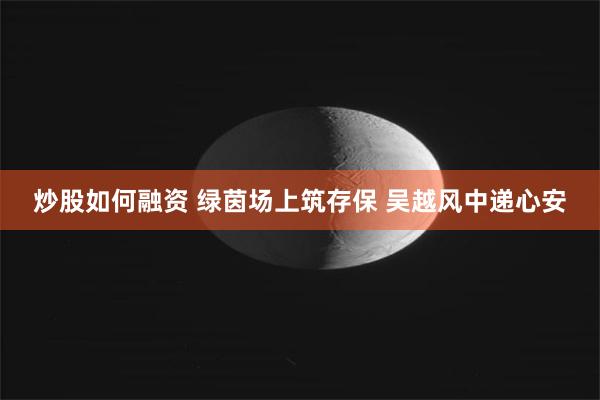 炒股如何融资 绿茵场上筑存保 吴越风中递心安