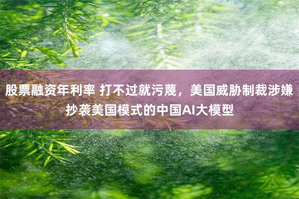 股票融资年利率 打不过就污蔑，美国威胁制裁涉嫌抄袭美国模式的中国AI大模型