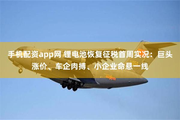 手机配资app网 锂电池恢复征税首周实况：巨头涨价、车企肉搏、小企业命悬一线