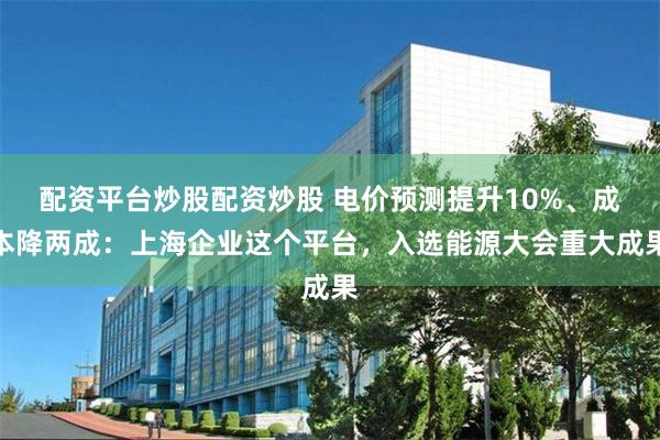 配资平台炒股配资炒股 电价预测提升10%、成本降两成：上海企业这个平台，入选能源大会重大成果